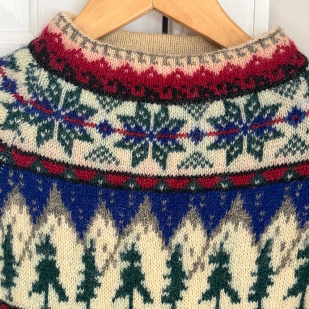 Vintage Eddie Bauer Nordic Fair Isle Sweater Mens M Gray Wool Blend Outdoor - Picture 5 of 11
